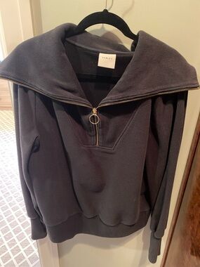 Varley Charcoal Funnel-Neck Pullover with Ring Zip